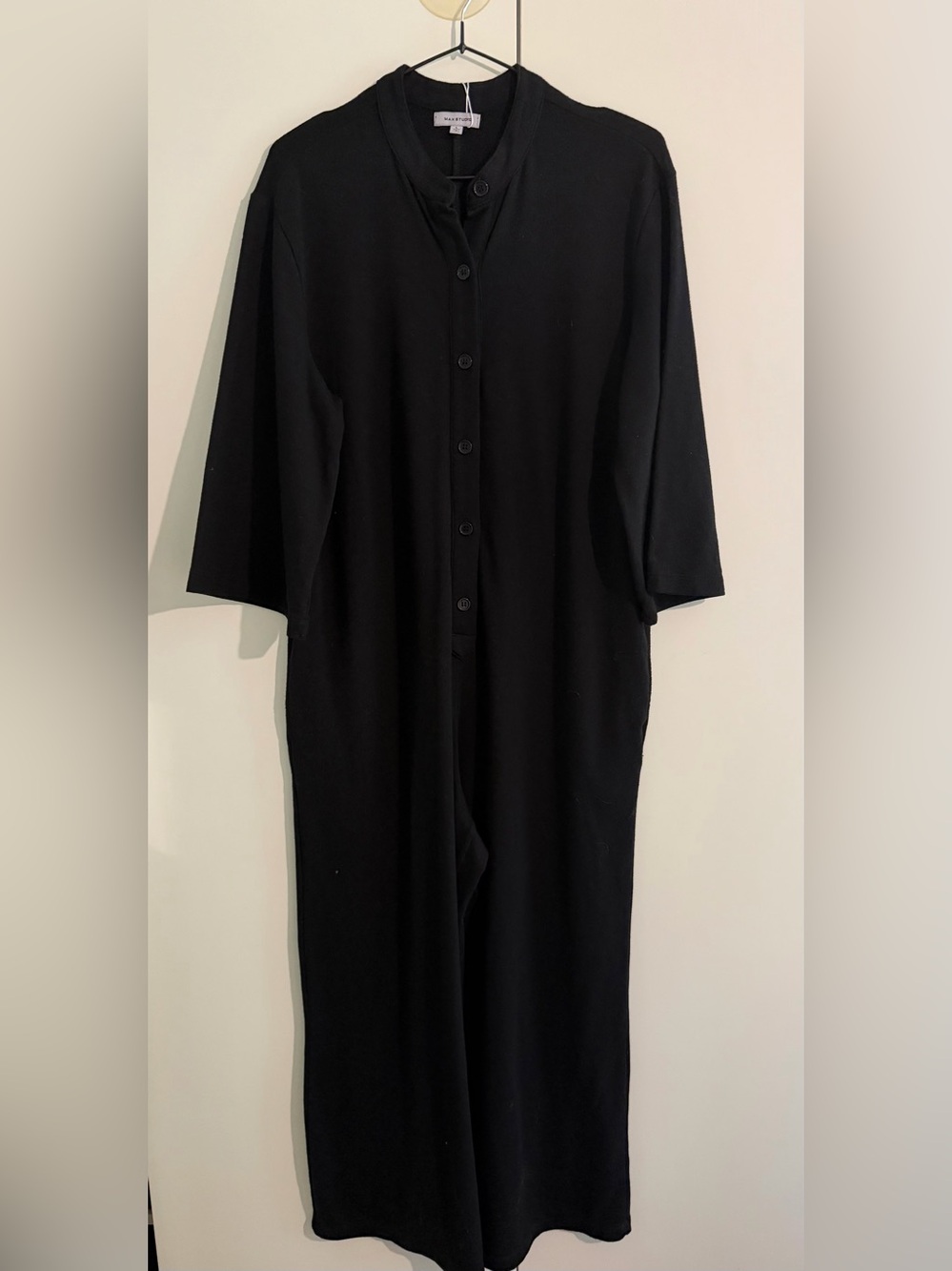 Max Studio Black Button-Front wide leg Jumpsuit - large